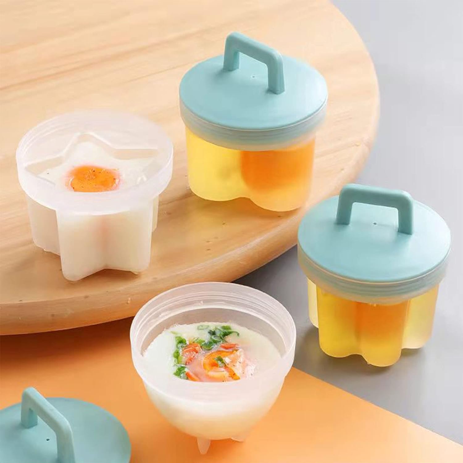 Breakfast Boiled Egg Mold - Set of 4 with Brush